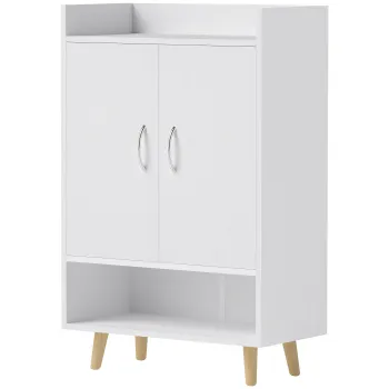 HOMCOM Dulap pentru incaltaminte, raft cu usi si polite, pentru hol, comoda moderna pentru pantofi, suporturi pentru pantofi, 60 x 30 x 92 cm, Alb | Aosom Romania imagine