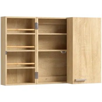 HOMCOM Dulap pentru medicamente montat pe perete, dulap cu dubla usa incuiabila 2 chei, 53x20x53cm, stejar | Aosom Romania imagine