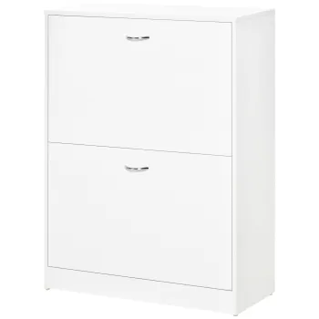 HOMCOM Dulap pentru pantofi dim. 60L x 24l x 80H cm 2 usi batante Alb | Aosom Romania imagine