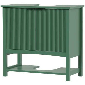 HOMCOM Dulap Sub Lavoar cu 2 Usi, Raft Deschis si Design Modern, 65x32x62 cm, Verde | Aosom Romania imagine
