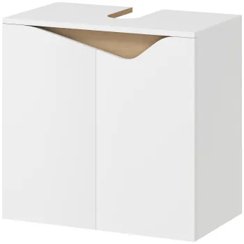 HOMCOM Dulap sub lavoar, dulap de baie cu usi cu inchidere silentioasa, Alb, 60 x 35 x 57,9 cm | Aosom Romania imagine