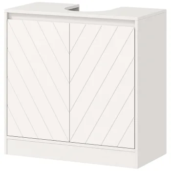 HOMCOM Dulap Sub Lavoar pentru Baie cu 2 Usi si Raft Reglabil, pentru Lavoare cu sau fara Coloana, 60 x 30 x 59,8 cm, Alb | Aosom Romania imagine