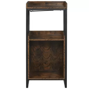 HOMCOM Dulap Suport Sticle Stil Industrial, Mini Crama Vinuri pentru 9 Sticle cu Suport Pahare si Rafturi, 52x40x113cm, Maro imagine