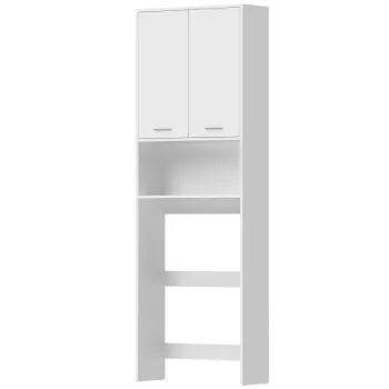 HOMCOM Dulap suprapus pentru masina de spalat, dulap inalt de baie cu 2 usi si compartiment deschis, 66 x 24 x 191 cm, Alb | Aosom Romania imagine