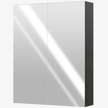 HOMCOM Dulap Suspendat de Baie cu 2 Usi cu Oglinda si 2 Rafturi Interne 60x15x75cm, Negru | Aosom Romania imagine