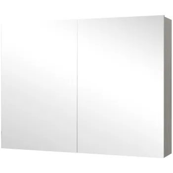 HOMCOM Dulap suspendat pentru baie cu oglinda, mobilier de baie, usi duble si rafturi reglabile, 80x15x60cm, gri | Aosom Romania imagine