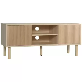 HOMCOM Dulap TV pentru televizoare de pana la 50 de inchi, suport TV cu rafturi de depozitare, usi glisante | AOSOM RO imagine