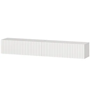 HOMCOM Dulap TV suspendat 140cm, mobilier TV pentru televizoare pana la 183 cm, 2 usi rabatabile, 140x25x22cm, alb | Aosom Romania imagine