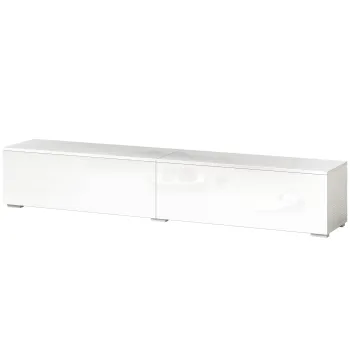 HOMCOM Dulap TV Suspendat 180 cm pentru TV pana la 75 Inch, Dulap Modern pentru Living cu Usi cu Deschidere prin Apasare si Orificii pentru Cabluri, Consola Multimedia Montata pe Perete, Alb Lucios | Aosom Romania imagine