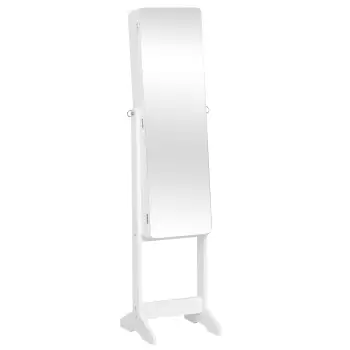 Homcom Dulapior Cutie de bijuterii cu Oglinda si Iluminare LED Automata, Alb, 30x146x36 cm imagine