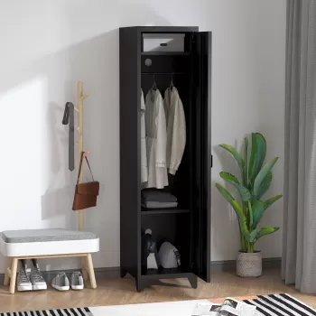 HOMCOM Dulapior metalic Stil Industrial cu o Usa, Dulapior Multifunctional cu Economisire spatiu pentru Hol si Dormitor | AOSOM RO imagine