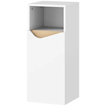 HOMCOM Dulapior pentru Baie Ingust cu Usa Amortizata si Raft Deschis, Mobilier Compact cu Rafturi Reglabile, pentru Bucatarie, Sufragerie sau Baie, 30x30x71,5 cm, Alb si Lemn Natur | Aosom Romania imagine