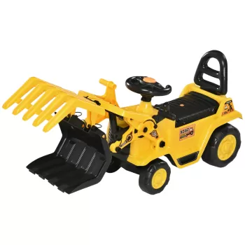 HOMCOM Excavator, Tractorul de plimbare cu depozitare sub scaun, roti cu banda de rulare imagine