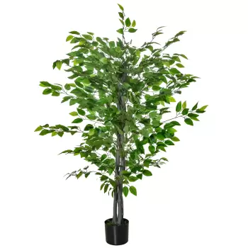 HomCom ficus artificial, ghiveci inclus, 135 cm, verde | Aosom Ro imagine