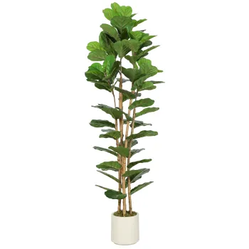 HOMCOM Ficus lyrata artificial planta artificiala cu 91 de frunze, trunchi din lemn masiv, ghiveci, 55 x 55 x 180 cm, Verde | Aosom Romania imagine