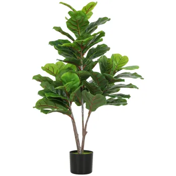 HOMCOM Fig Violin Artificial 110cm Planta artificiala, Plastica Plante artificiale in ghiveci, Decor moder Conta | Aosom Romania imagine