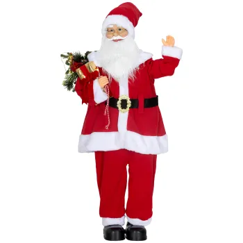 HOMCOM Figurina Mos Craciun in picioare, comanda vocala, lumini LED sclipitoare, brate pliabile, 120 cm, rosu | Aosom Romania imagine