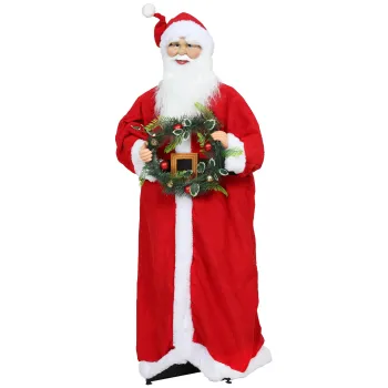 HOMCOM Figurina Mos Craciun, Mos in picioare, activare vocala, muzica festiva, brate pliabile, 110 cm, rosu | Aosom Romania imagine
