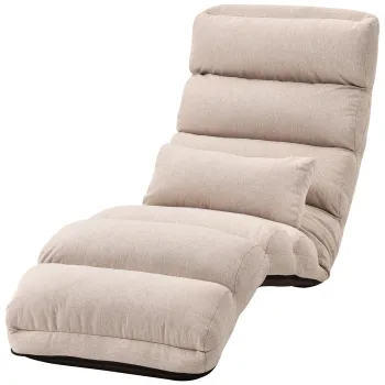 HOMCOM Fotoliu 1 loc convertibil cu spatar si suport de cap reglabile pe 5 pozitii, 58x119x78cm, bej | Aosom Romania imagine