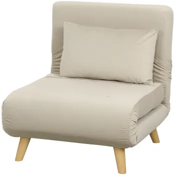 HOMCOM Fotoliu 2-in-1, fotoliu relax, pat pentru oaspeti, 72 cm x 78 cm x 79 cm, Gri | Aosom Romania imagine