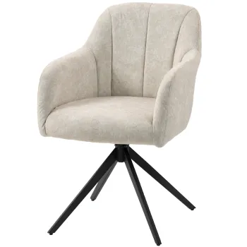 HOMCOM Fotoliu Acent Rotativ, Fotoliu Tapitat cu Material Textil, Picioare din Otel, pentru Sufragerie, Dormitor, Birou, Bej | Aosom Romania imagine