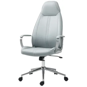 HOMCOM Fotoliu birou fauteuil de birou inaltime reglabila functie de balans cu rotile pivotante 68 x 65 x 119-128,5 cm gri | Aosom Romania imagine