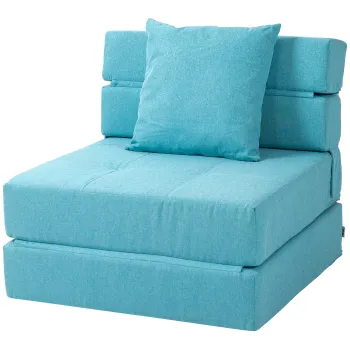 HOMCOM Fotoliu canapea-lit convertibil fotoliu 1 loc cu 1 perna detasabila, Albastru | Aosom Romania imagine