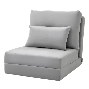 HOMCOM Fotoliu canapea pat convertibil, fotoliu 1 loc cu 1 perna si spatar reglabil, gri deschis | Aosom Romania imagine