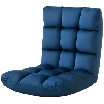 HOMCOM Fotoliu Convertibil Fotoliu Lenes Mare Confort Inclinatie Spatar Multipozitii 90?-180? Flanela de Poliester Tapitat Albastru Regal | Aosom Romania imagine