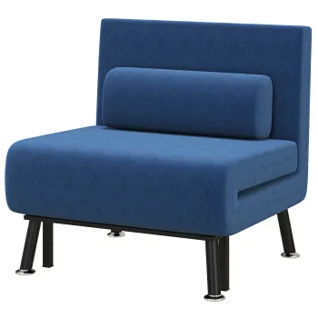 HOMCOM Fotoliu Convertibil in Pat din Fier si Bumbac cu Perna cu Dungi, 75x70x75 cm, Gri | Aosom Romania imagine