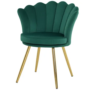 HOMCOM Fotoliu coquillage scaun coafura fotoliu din catifea pentru salon camera de zi si sufragerie verde | Aosom Romania imagine