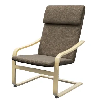 HOMCOM Fotoliu cu brate si perna pentru cap, Material textil cu aspect de in, Cadru din lemn, Maro + Natura | Aosom Romania imagine