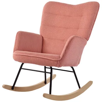 HOMCOM Fotoliu cu leagan, Fotoliu de relaxare, Scaun cu leagan, rezistent pana la 120 kg, Poliester, 98 x 71 x 101 cm, Roz | Aosom Romania imagine