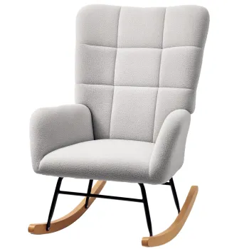 HOMCOM Fotoliu cu leagan, husa moale, capitonaj gros, antiderapant, Gri deschis | Aosom Romania imagine