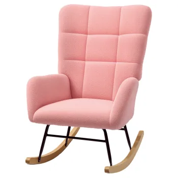 HOMCOM Fotoliu cu leagan, husa moale, captuseala groasa, antiderapant, Roz | Aosom Romania imagine