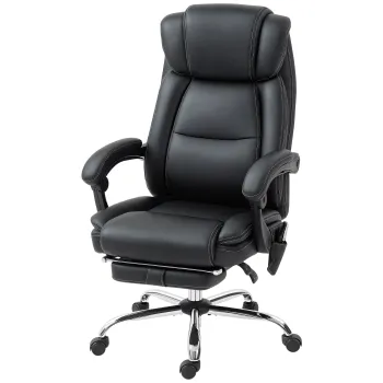 HOMCOM Fotoliu de birou cu masaj si incalzire scaun de birou cu inaltime reglabila spatar inclinabil 67x72x111-119cm negru | Aosom Romania imagine