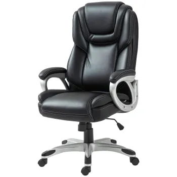 HOMCOM Fotoliu de birou fauteuil de bureau cu functie de balans role pivotante 360? 66 x 75,5 x 115,5-124,5 cm negru | Aosom Romania imagine