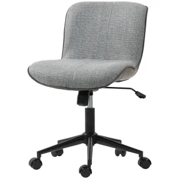 HOMCOM Fotoliu de birou pivotant fara brate, inaltime si inclinare reglabile, capacitate 120 kg, gri inchis | Aosom Romania imagine