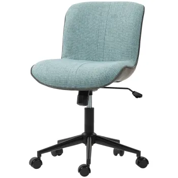 HOMCOM Fotoliu de birou pivotant fara brate, inaltime si inclinare reglabile, capacitate 120 kg, verde | Aosom Romania imagine