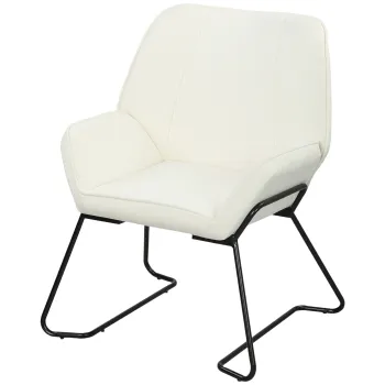 HOMCOM Fotoliu de Living cu Scaun Larg si Capitonat Tapitat in Catifea Picioare de Metal Fotoliu pentru Living Crem | Aosom Romania imagine