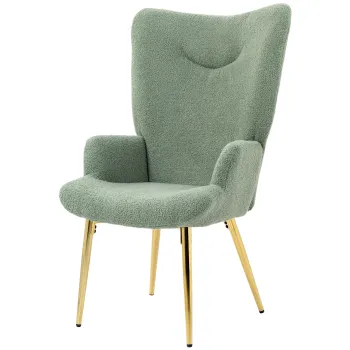 HOMCOM Fotoliu de Living cu Spatar Inalt, 73x68x111 cm, Verde si Auriu | Aosom Romania imagine