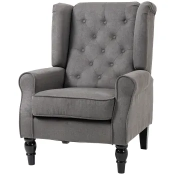 HOMCOM Fotoliu de Living Stil Francez cu Perne Detasabile Gri | Aosom Romania imagine