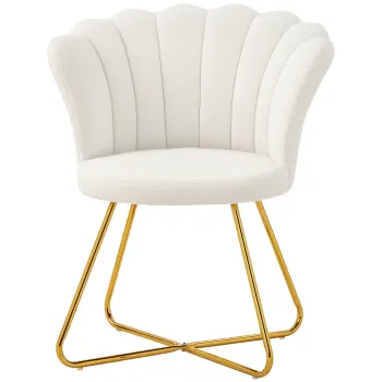 HOMCOM Fotoliu de machiaj fotoliu din catifea fotoliu de salon cu picioare din otel 69 x 64 x 80 cm crem | Aosom Romania imagine