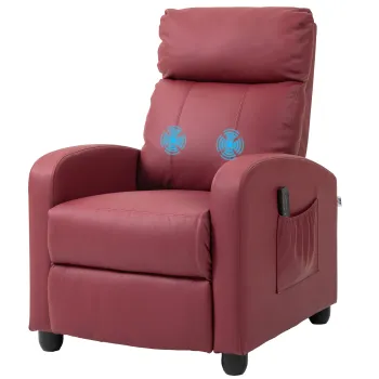 HOMCOM Fotoliu de Masaj cu 8 Moduri, 5 Intensitati, Suport pentru Picioare si Telecomanda, 68x88x98 cm, Rosu | Aosom Romania imagine