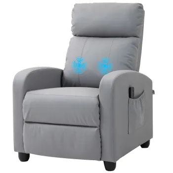HOMCOM Fotoliu de Masaj cu 8 Moduri si 5 Intensitati, Suport pentru Picioare si Telecomanda, 68x88x98 cm, Gri Deschis | Aosom Romania imagine