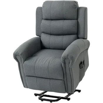 HOMCOM Fotoliu de masaj cu functie de ridicare, fotoliu relax, cu vibratii, cu functie de inclinare, aspect in, gri | Aosom Romania imagine
