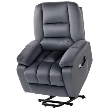HOMCOM Fotoliu de masaj cu functie de ridicare pentru persoane in varsta, fotoliu de relaxare cu 8 puncte de masaj, 2 buzunare laterale, 85 cm x 94 cm x 107cm, Gri | Aosom Romania imagine