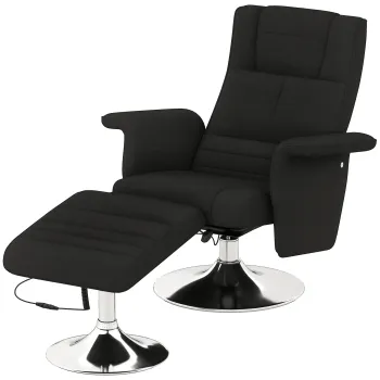 HOMCOM Fotoliu de Masaj cu Otomana, spatar inclinabil, 78 x 95 x 88 cm, Negru | Aosom Romania imagine