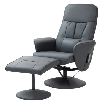 HOMCOM Fotoliu de masaj cu scaun, Scaun ergonomic cu 10 puncte de vibratii, Piele artificiala, 76 x 81 x 105 cm, Gri inchis | Aosom Romania imagine