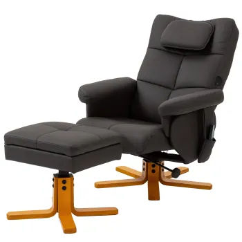 HOMCOM Fotoliu de masaj cu suport pentru picioare, spatar reclinabil pana la 135?, compartiment de depozitare, telecomanda | Aosom Romania imagine